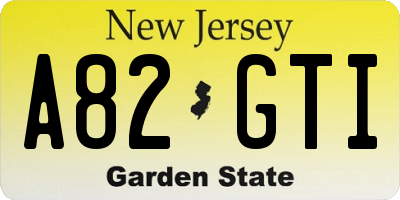NJ license plate A82GTI