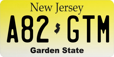 NJ license plate A82GTM