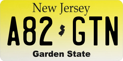 NJ license plate A82GTN