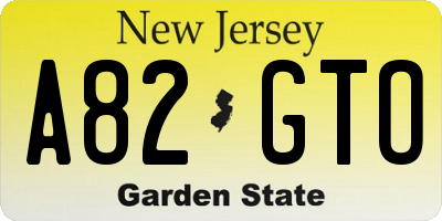 NJ license plate A82GTO