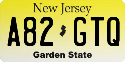 NJ license plate A82GTQ