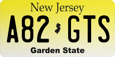 NJ license plate A82GTS