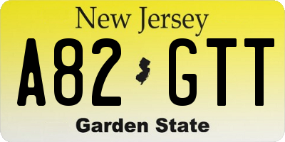 NJ license plate A82GTT