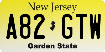 NJ license plate A82GTW
