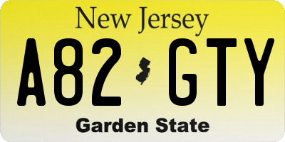 NJ license plate A82GTY