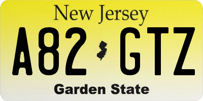 NJ license plate A82GTZ