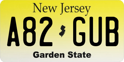 NJ license plate A82GUB