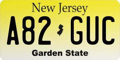 NJ license plate A82GUC