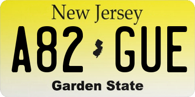 NJ license plate A82GUE