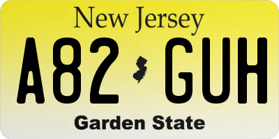 NJ license plate A82GUH