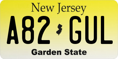 NJ license plate A82GUL