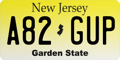 NJ license plate A82GUP