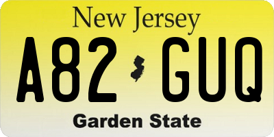 NJ license plate A82GUQ