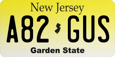 NJ license plate A82GUS