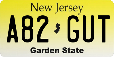 NJ license plate A82GUT
