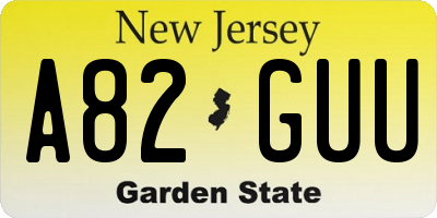 NJ license plate A82GUU