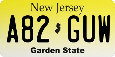 NJ license plate A82GUW