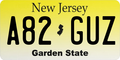 NJ license plate A82GUZ