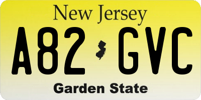 NJ license plate A82GVC