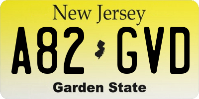 NJ license plate A82GVD