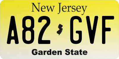 NJ license plate A82GVF