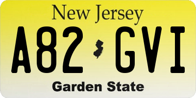 NJ license plate A82GVI