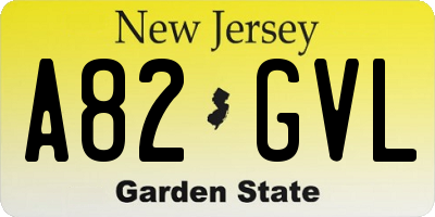 NJ license plate A82GVL