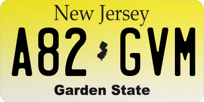 NJ license plate A82GVM