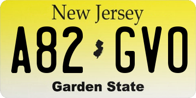 NJ license plate A82GVO