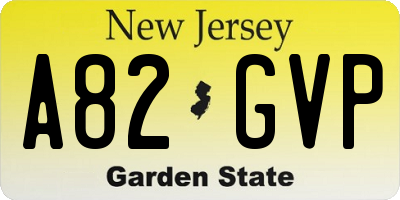 NJ license plate A82GVP