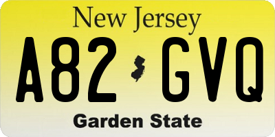NJ license plate A82GVQ