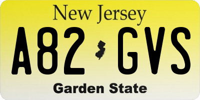 NJ license plate A82GVS