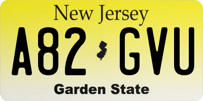NJ license plate A82GVU