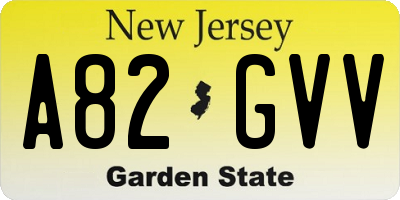 NJ license plate A82GVV