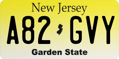 NJ license plate A82GVY