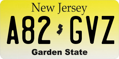 NJ license plate A82GVZ