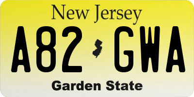 NJ license plate A82GWA