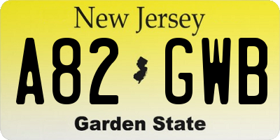 NJ license plate A82GWB