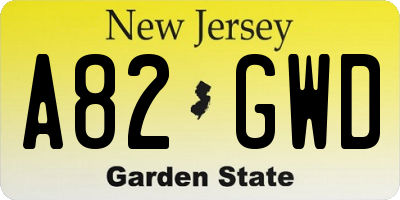 NJ license plate A82GWD