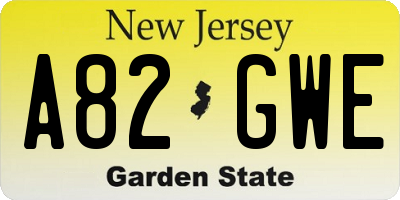 NJ license plate A82GWE
