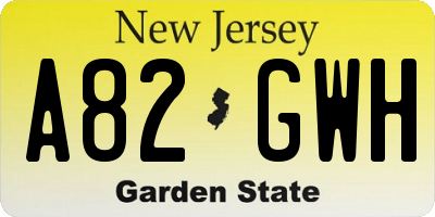 NJ license plate A82GWH