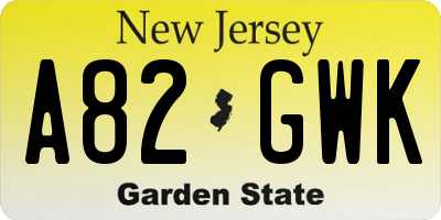 NJ license plate A82GWK