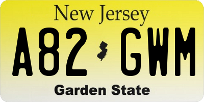 NJ license plate A82GWM