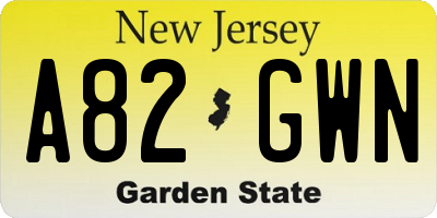 NJ license plate A82GWN
