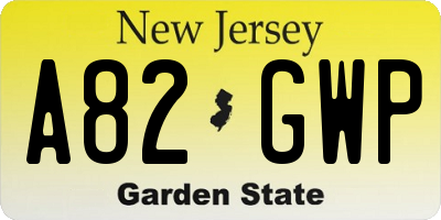 NJ license plate A82GWP