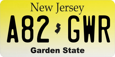 NJ license plate A82GWR