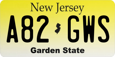 NJ license plate A82GWS