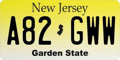 NJ license plate A82GWW