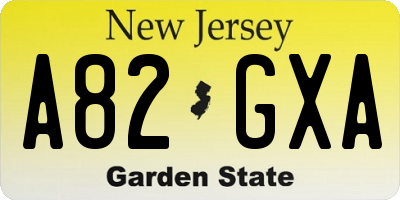 NJ license plate A82GXA