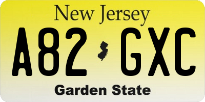 NJ license plate A82GXC